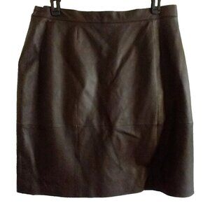 VENEZIA Leather Pencil Skirt Black/Brown Knee Length Stretch Waist - 22W